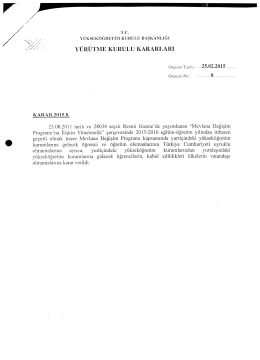 YÜRÜTME KURULU KARARLARI
