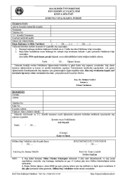 Staj Formu - Balıkesir &Uuml;niversitesi Kimya B&ouml;l&uuml;m&uuml;