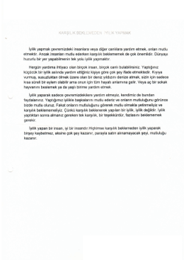 Karşılıksız Beklemeden İyilik Yapmak (ikinci)