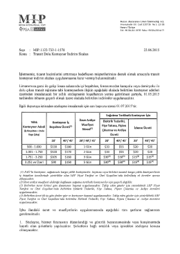Transit Dolu Konteyner İndirim Skalası