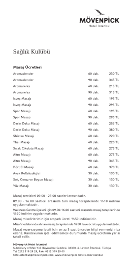 Masaj Fiyat Listesi