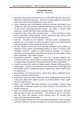 Prof. Dr. Osman HORATA – TDE 471 Eski Türk Edebiyatı Ders Notları