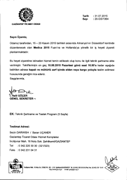 Tarih : 31.07.2015 Sayı : 20-GS/1364