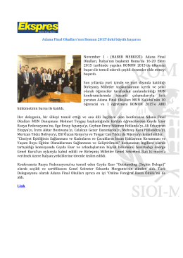 Adana Final Okulları`nın Romun 2015`deki büyük başarısı Novemb