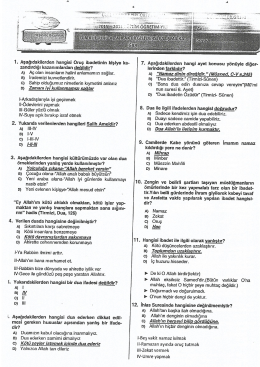 5.Sınıf Din Kültürü Çalışma Kağıdı