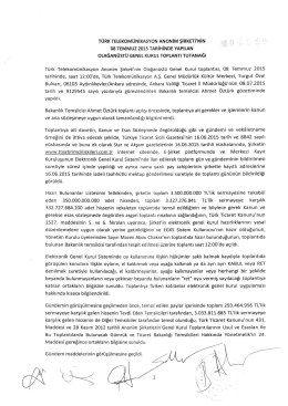 Tutanak - Türk Telekom Investor Relations