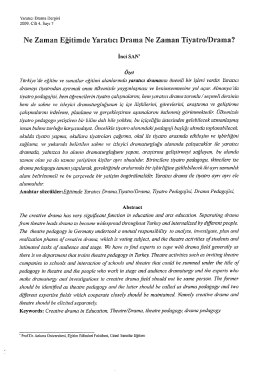Ne Zaman Egitimde Yaratncn Drama Ne Zaman Tiyatro/Drama?