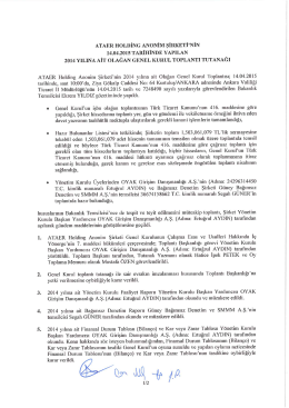 14 Nisan 2015 tarihli Olağan Genel Kurul
