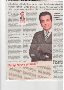 Altında isabetli tahminler yapan Notus Portföy Genel Müdür Murat
