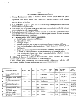 İhale İlanı - Menteşe Belediyesi