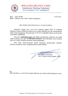 HOLLANDA DİYANET VAKFI Islamitische Stichting Nederland