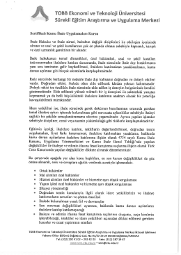 TOBB ETÜ-SEM Eğitim Programları Hk.