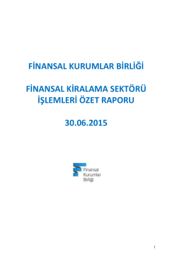 2015 2.Dönem Özet Raporu - Finansal Kurumlar Birliği