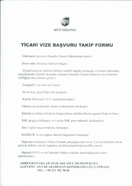 TİCARİ vizE BAŞVURU TAKİP FoRMu - TUR-PRES
