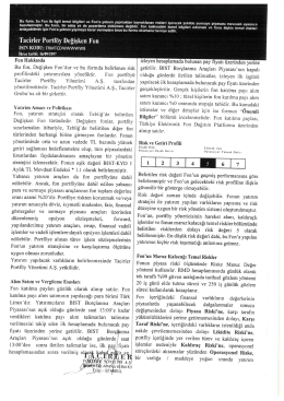 Yatırımcı Bilgi Formu - Tacirler Portföy Yönetimi A.Ş