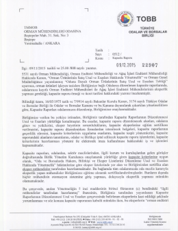 Orman Mühendisleri Odasına Kapasite Raporu Eksperleri hk