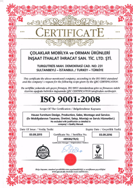 İSO Belgesi - Dardason Mobilya