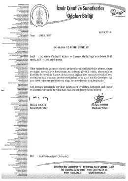 2015 Turizm Koordinasyon ve İşbirliği Genelgesi