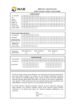 SABİT NUMARA TAŞIMA TALEP FORMU ABONE