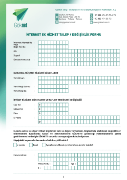 G&ouml;knet İnternet Ek Hizmet Talep Değişiklik Formu