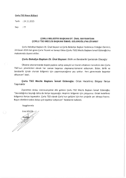 Çorlu TSO Basın Bülteni - 77 24.11.2015