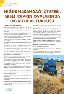 Niğoıi HASANDAĞI &ccedil;EvREsi, MısLı /DıvRıN ovALAııırgDA ıRGATLıı
