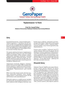 GeroPaper - İsmail Tufan Gerontoloji Vakfı