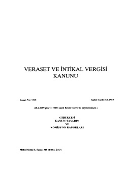 vERASET vE İNTİKAL VERGİSİ KANUNU