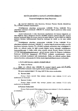 Tasarruf Sahiplerine Satış Duyurusu