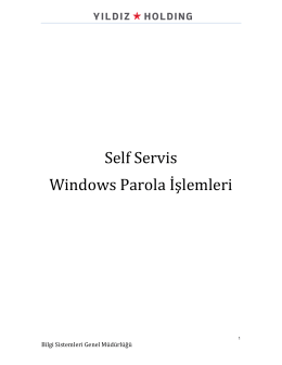 Self Servis Windows Parola İşlemleri - Yildiz Holding
