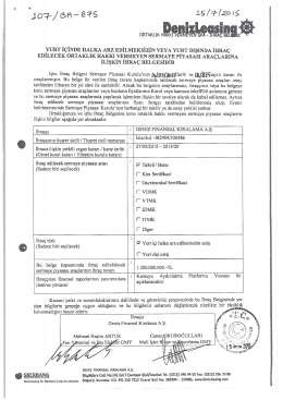 DenizLeasing İhra&ccedil; Belgesi