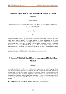 Abdülhak Şinasi Hisar`ın Dil Konusundaki Görüşleri ve Eleştiri