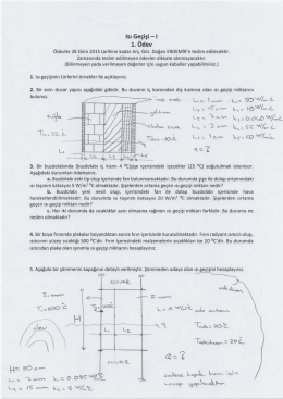 Isı Ge&ccedil;işi - I dersi 1. &Ouml;devi (Yayınlanma Tarihi: 23/10/2015)