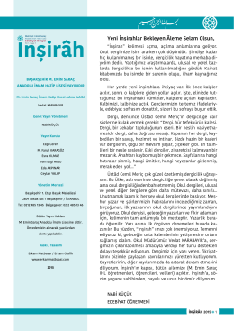 İnşirah Edebiyat Dergisi - M. Emin Saraç İmam Hatip Lisesi