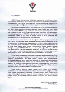 T&Uuml;BİTAK - Kurum Hissesi Uygulaması