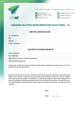 Göknet İŞletmeci Değişim Talep Formu-2A