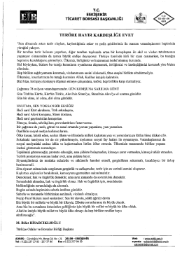 . rc. _ _ ESKIşEı-IIR v TICARET BoRsAsı BAŞKANLIGI TER&Ouml;RE