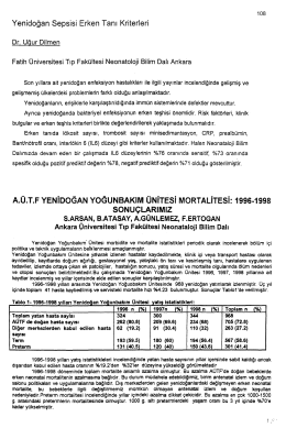 Yenidoğan Sepsisi Erken Tanı Kriterleri
