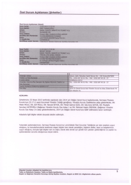 12.03.2015 &Ouml;zel Durum A&ccedil;ıklaması