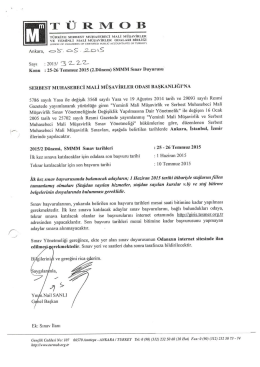 25-26 Temmuz 2015(2. D&ouml;nem) SMMM Sınav Duyurusu i&ccedil;in l&uuml;tfen