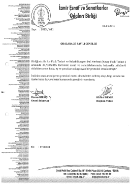 2015/25 - Hatay Fizik Tedavi Protokol&uuml;