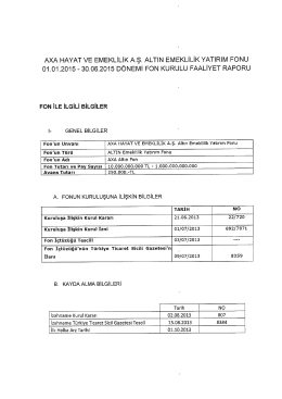 AXA HAYAT VE EMEKLİLİK AŞ. ALTIN EMEKLİLİK YATIRIM FONU