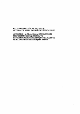 Alternatif Altın EYF Performans 31.12.2014