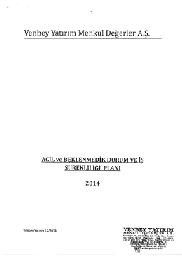 Acil ve Beklenmedik Durum ve İş S&uuml;rekliliği Planı