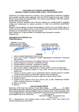 Olağan Genel Kurul Toplantısına Davet