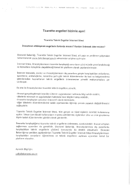 Ticarette Teknik Engeller Bilgi Notu