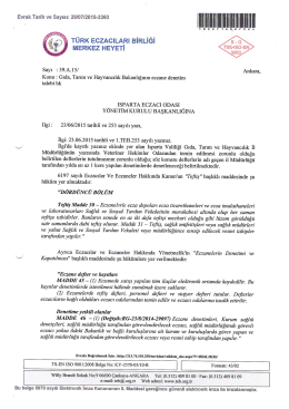 teb yazısı - 15. Bölge Isparta Eczacı Odası