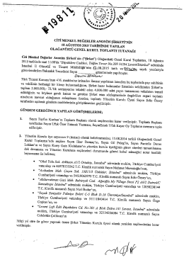18 Ağustos 2015 Tarihinde Yapılan Olağanüstü Genel Kurul