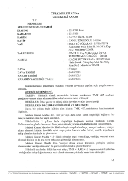 2015/299 Esas - Gerek&ccedil;eli Karar