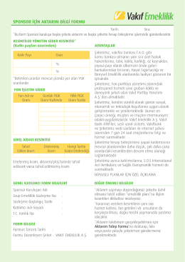 Sponsor İçin Aktarım Bilgi Formu
